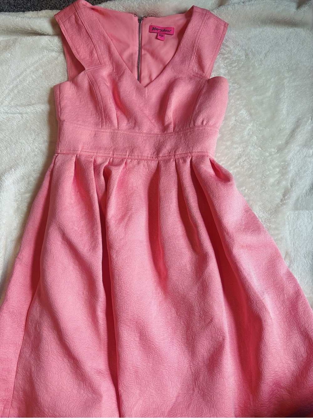 Betsey Johnson Girls' Textured Pink Fit & Flare Dress